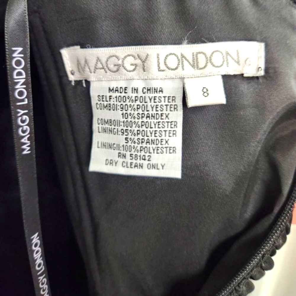 Maggy London little black dress with illusion neckline (Size 8) - Picture 7 of 7